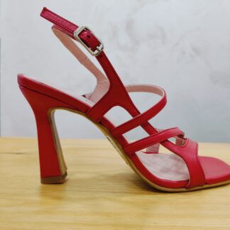 SANDALIA SOFT PIEL ROJO TACON 8 CM