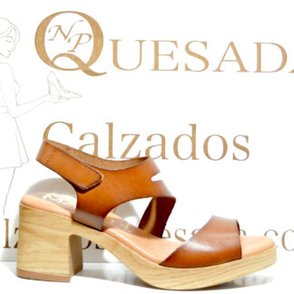baston sandalia cierre velcro tacon roble
