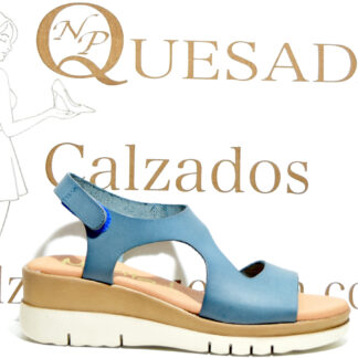 allen sandalia piel jeans cierre velcro