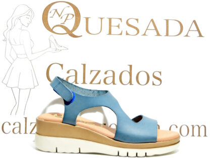 allen sandalia piel jeans cierre velcro