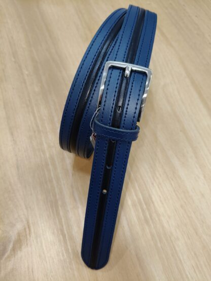 Cinturón Piel Cosido 30 mm AZUL