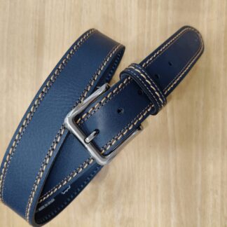 cinturon piel urban cosido doble 40 mm azul