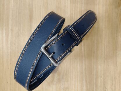cinturon piel urban cosido doble 40 mm azul