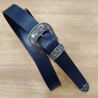 Cinturón Piel Postiguet Estilo Cowboy 30 mm AZUL