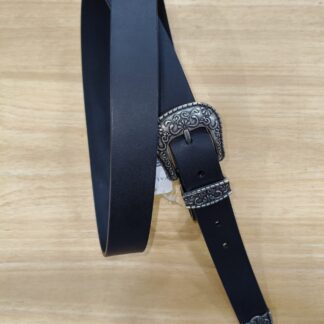 cinturon piel postiguet estilo cowboy 30 mm negro