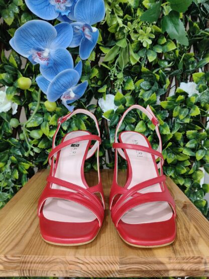 SANDALIA SOFT PIEL ROJO TACON 8 CM - Imagen 2