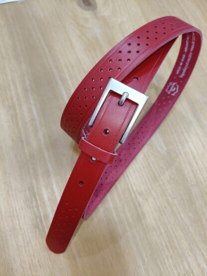 Cinturón Piel ROJO Ambolo Picado 25 mm