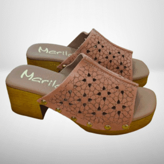 DALLAS ZUECO PIEL CALADO CORAL