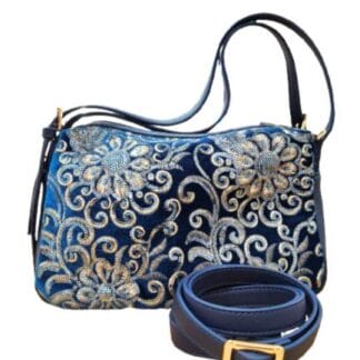 BOLSO MEDIANO TERCIOPELO BORDADO DOBLE ASA