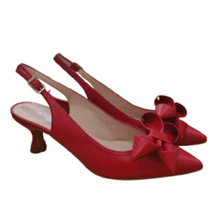 DESTALONADO PIEL TACON BAJO LAZO ROJO