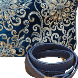 Alternative view of BOLSO CUADRADO TERCIOPELO AZUL BORDADO