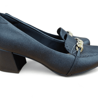 SALON MOCASIN NEGRO CADENA DORADA Calzados Quesada (SKU 10815)